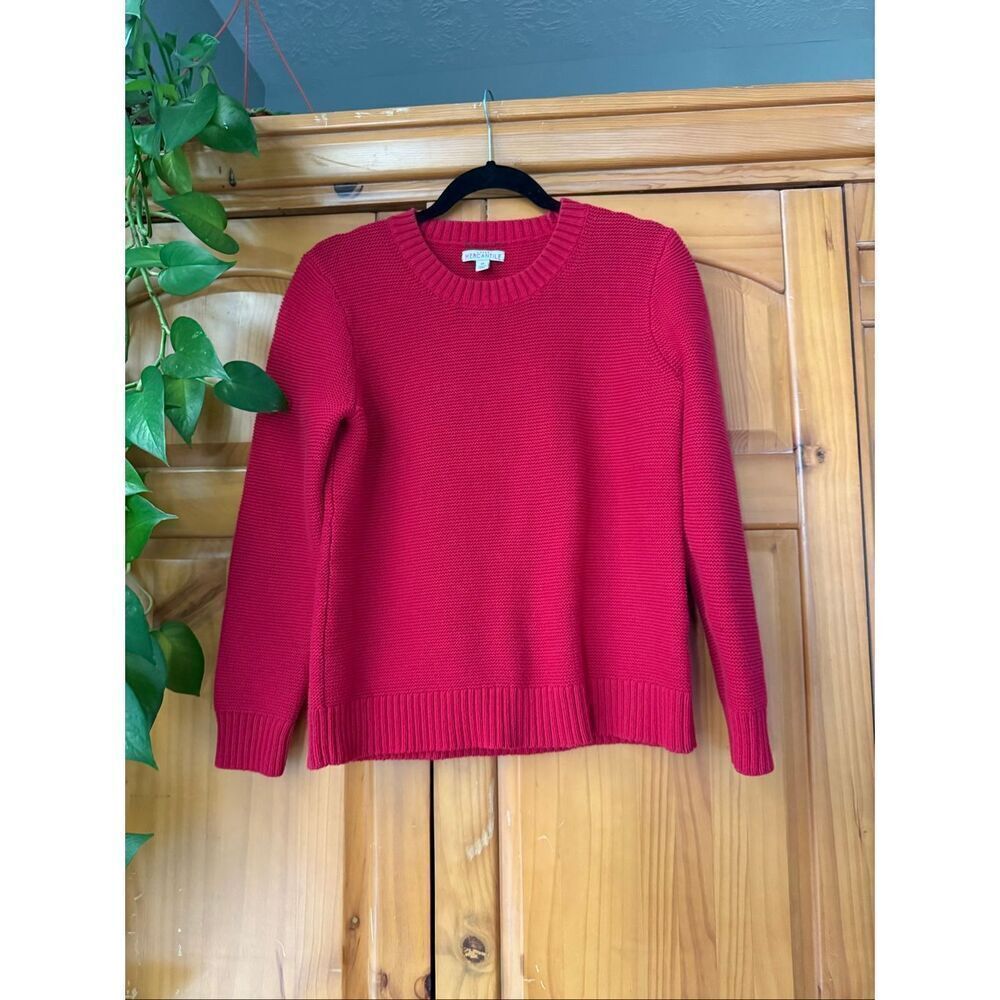 J.Crew Mercantile Red Cotton Merino Crewneck Sweater – Size M